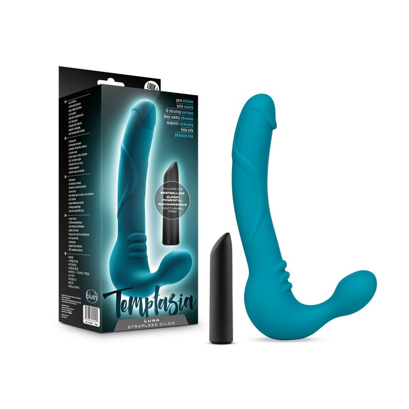 Temptasia Luna Strapless Silicone Dildo Teal Temptasia